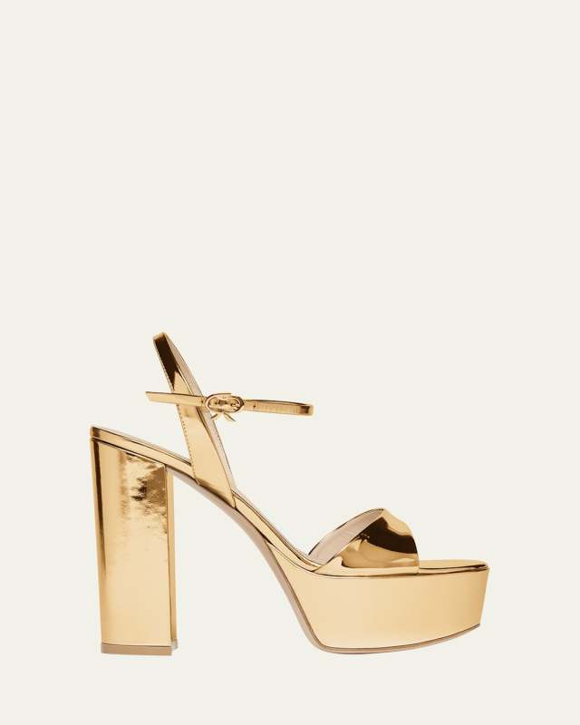 Metallic Ankle-Strap Platform Sandals